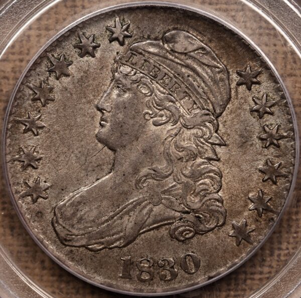 1830 O.104 Small 0 Capped Bust Half Dollar PCGS AU55 CAC