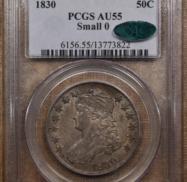 1830 O.104 Small 0 Capped Bust Half Dollar PCGS AU55 CAC - Image 3