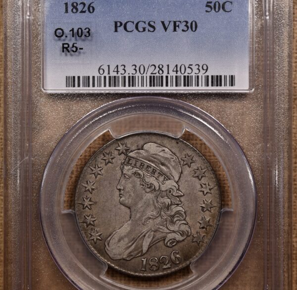 1826 O.103 R5- Capped Bust Half Dollar PCGS VF30, ex. Brunner - Image 3