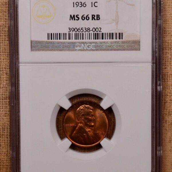 1936 Lincoln Cent NGC MS66 RB - Image 3