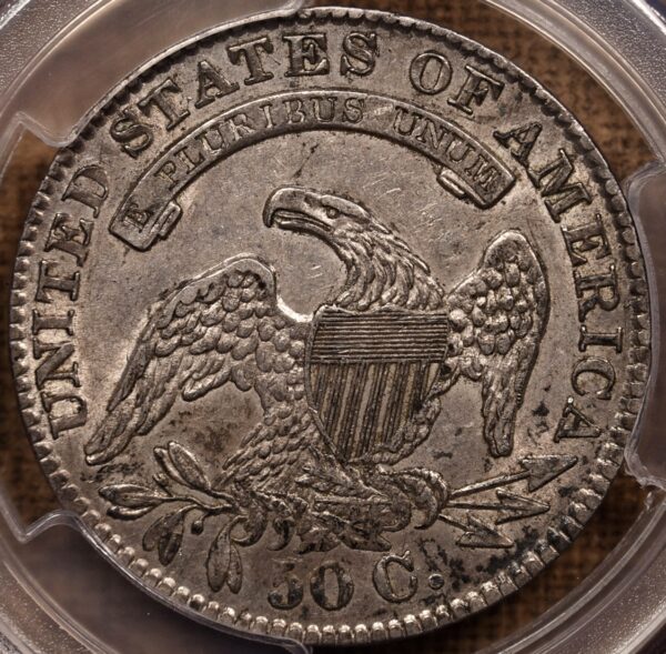 1833 O.105 Capped Bust Half Dollar PCGS AU53 CAC Lg/Sm S - Image 2