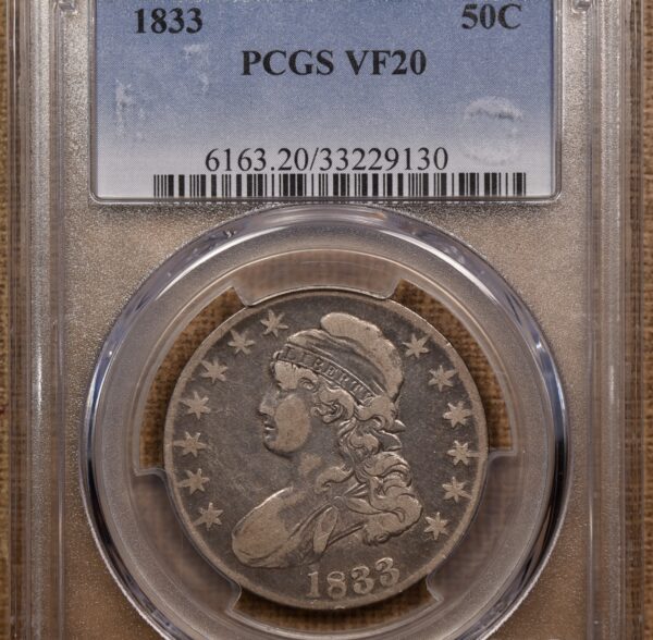 1833 O.115 R5 Capped Bust Half Dollar PCGS VF20, ex. Brunner - Image 3