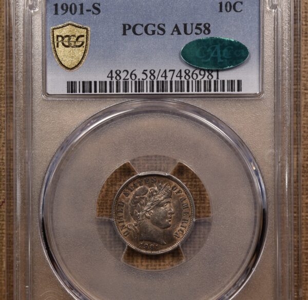 1901-S Barber Dime PCGS AU58 CAC - Image 3