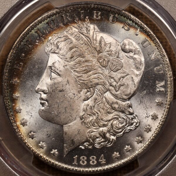 1884-O Morgan Dollar PCGS MS64, bag toning crescent obverse - Image 5