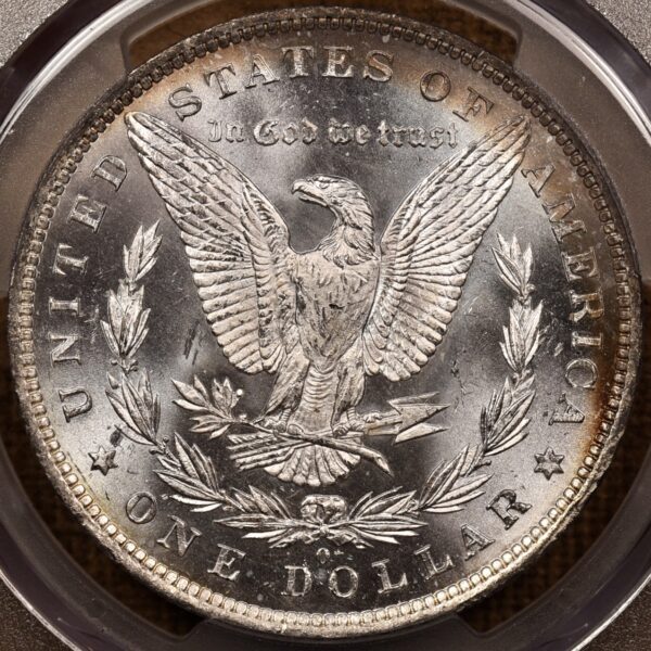 1884-O Morgan Dollar PCGS MS64, bag toning crescent obverse - Image 2