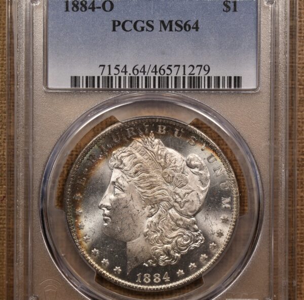 1884-O Morgan Dollar PCGS MS64, bag toning crescent obverse - Image 3