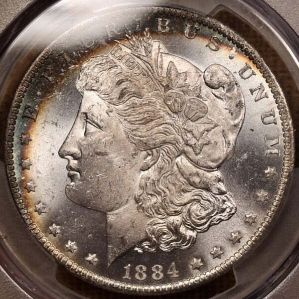 1884-O Morgan Dollar PCGS MS64, bag toning crescent obverse - Image 4