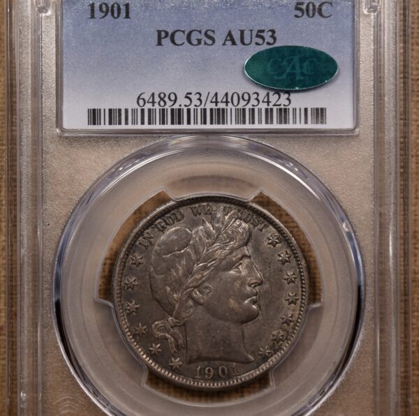 1901 Barber Half Dollar PCGS AU53 CAC - Image 3