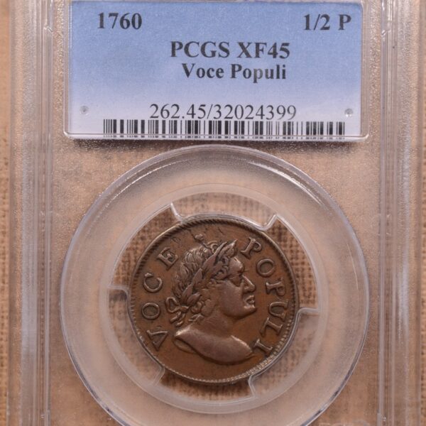 1760 1/2 P Voce Populi Colonial PCGS XF45BN - Image 3