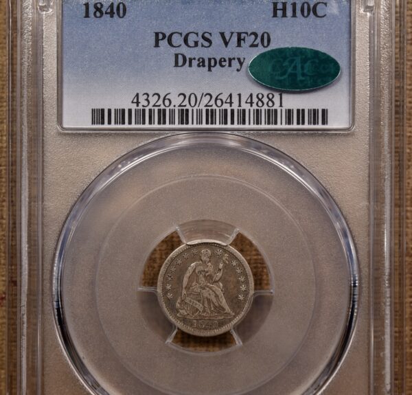 1840 Drapery Liberty Seated Half Dime PCGS VF20 CAC - Image 3