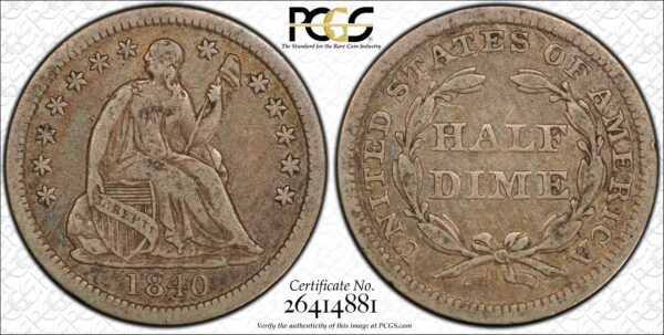 1840 Drapery Liberty Seated Half Dime PCGS VF20 CAC - Image 4