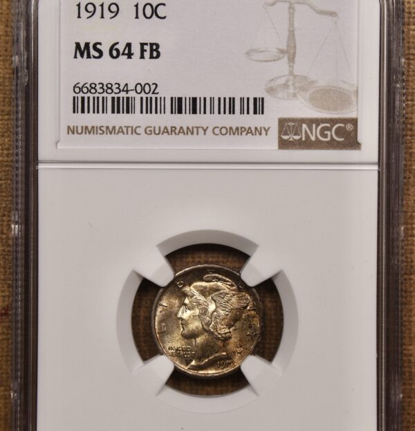 1919 Mercury Dime NGC MS64 FB - Image 3