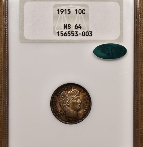 1915 Barber Dime NGC Fatty MS64 CAC - Image 3