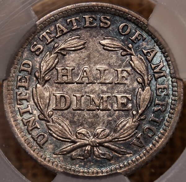 1853 No Arrows Liberty Seated Half Dime CACG AU55 - Image 5