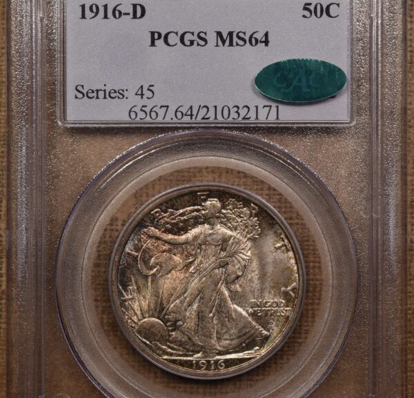 1916-D Walking Liberty Half Dollar PCGS MS64 CAC - Image 3