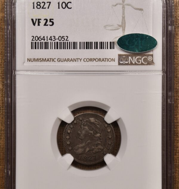 1827 JR-5 Capped Bust Dime NGC VF25 CAC - Image 3