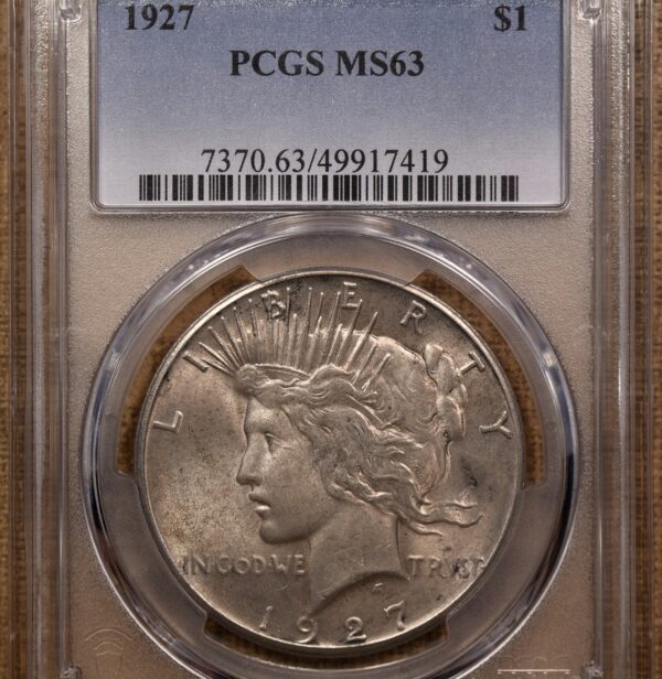 1927 Peace Dollar PCGS MS63 - Image 3