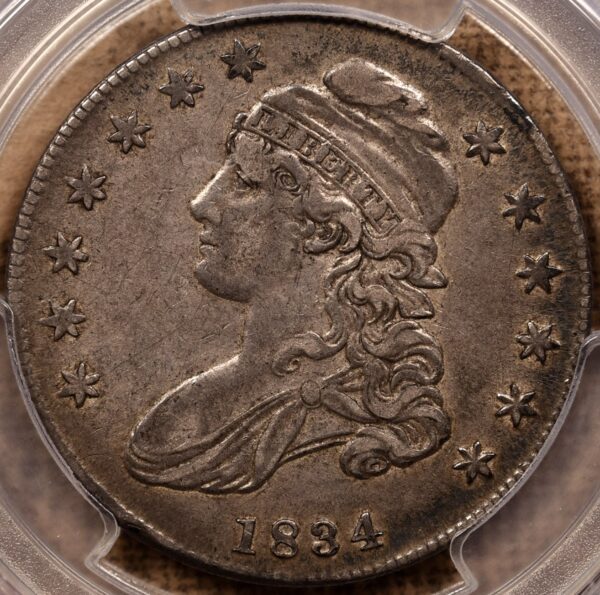 1834 O.115 Small Date, Small Letters Capped Bust Half Dollar PCGS XF45 CAC