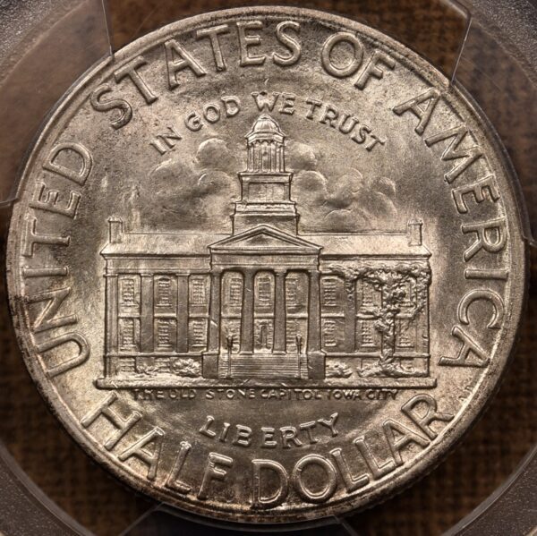 1946 Iowa Silver Commemorative PCGS MS66 - Image 2