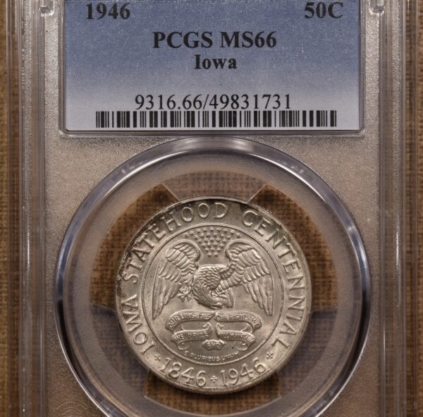 1946 Iowa Silver Commemorative PCGS MS66 - Image 3