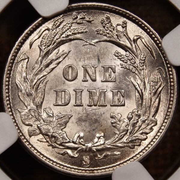 1892-S Barber Dime NGC MS62, ex PCGS 62 - Image 2