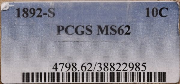 1892-S Barber Dime NGC MS62, ex PCGS 62 - Image 6