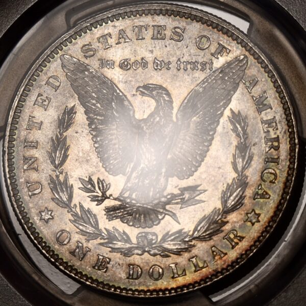 1878 VAM 82 7TF Reverse of 1878 Morgan Dollar PCGS MS63, Flashy Color! - Image 8