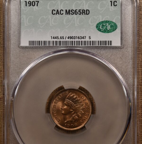 1907 Indian Cent CACG MS65 RD - Image 3