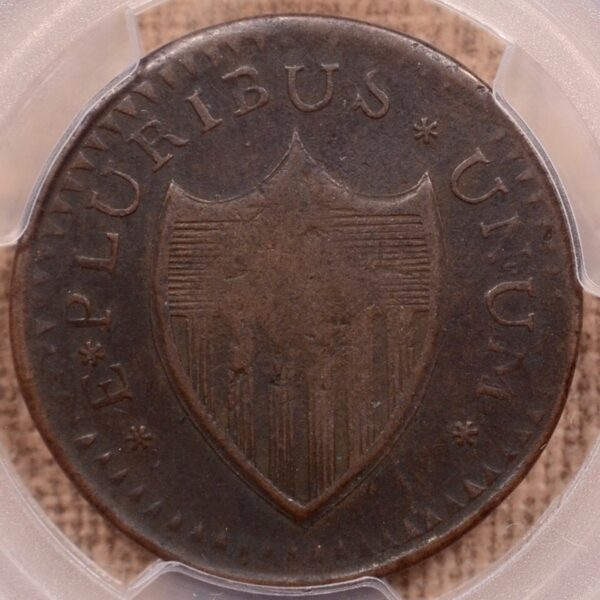 1787 M.64-T W.5380 NJersy Lg Plan, Plain Shld Colonial PCGS VF20BN - Image 2