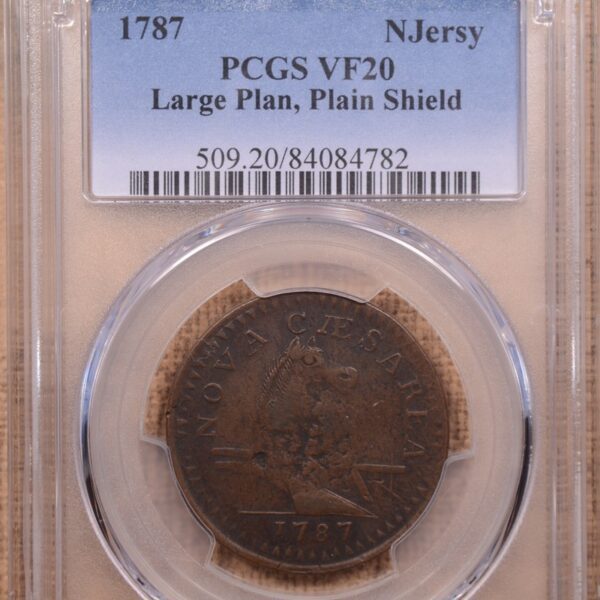 1787 M.64-T W.5380 NJersy Lg Plan, Plain Shld Colonial PCGS VF20BN - Image 3