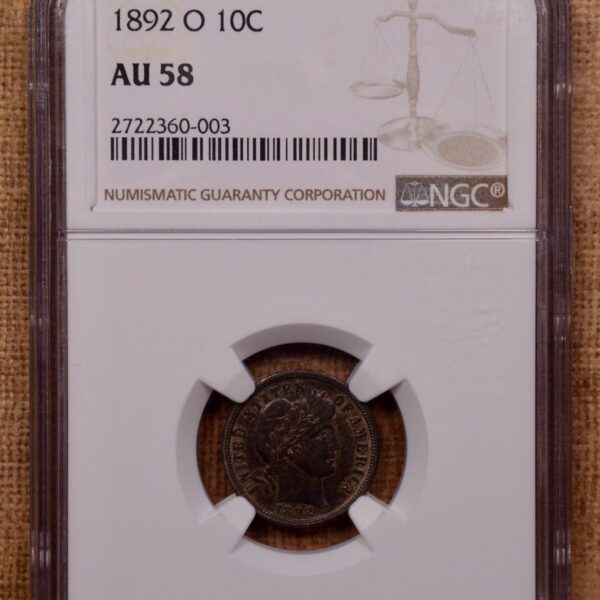 1892-O Barber Dime NGC AU58 - Image 3