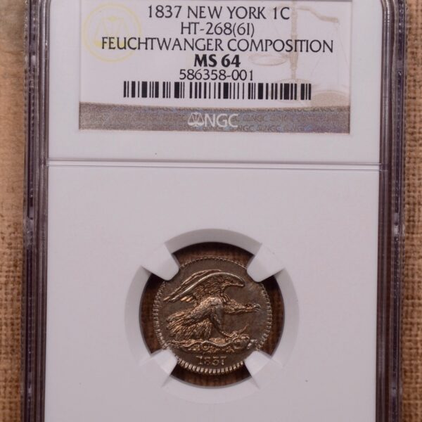 1837 NEW YORK Hard Times Token HT-268(6I) cent NGC MS64 - Image 3