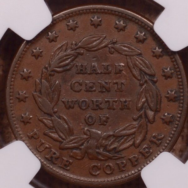 1837 HT-73 L-49 Hard Times Token HALF CENT OF COPPER NGC XF45BN - Image 2