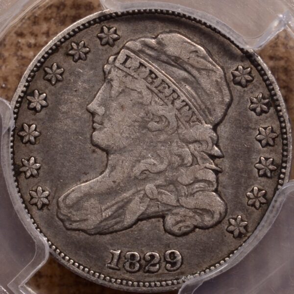 1829 JR-10 R5+ Curl Base 2 Capped Bust Dime PCGS VF30