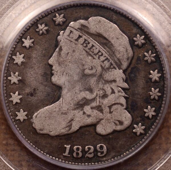 1829 Curl Base 2 Capped Bust Dime PCGS F12 CAC