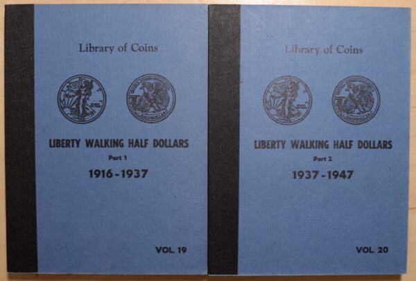 Library of Coins Volumes 19 and 20, Liberty Walking Half Dollars, Part 1 (1916-1937), Part 2 (1937-1947), Complete Album Set