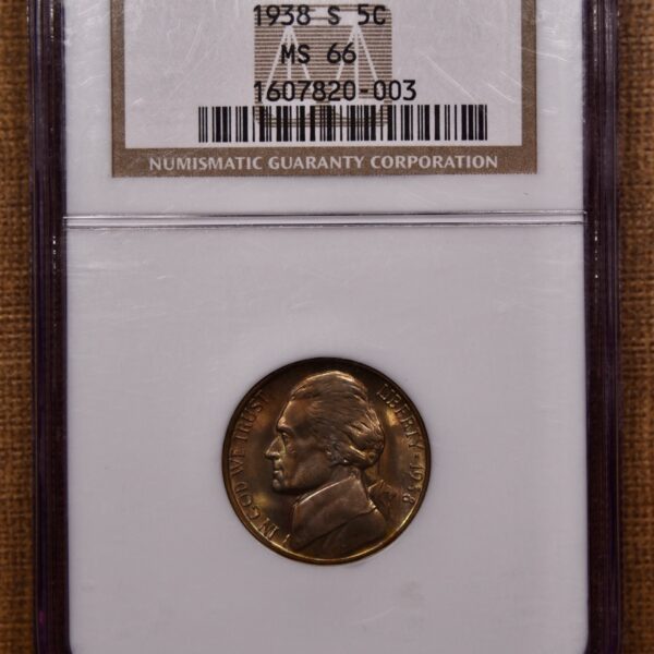 1938-S Jefferson Nickel NGC MS66, beautiful, subtle album toning - Image 3