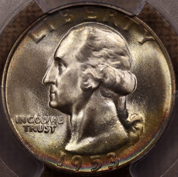 1953-S Washington Quarter PCGS MS65, great album toning