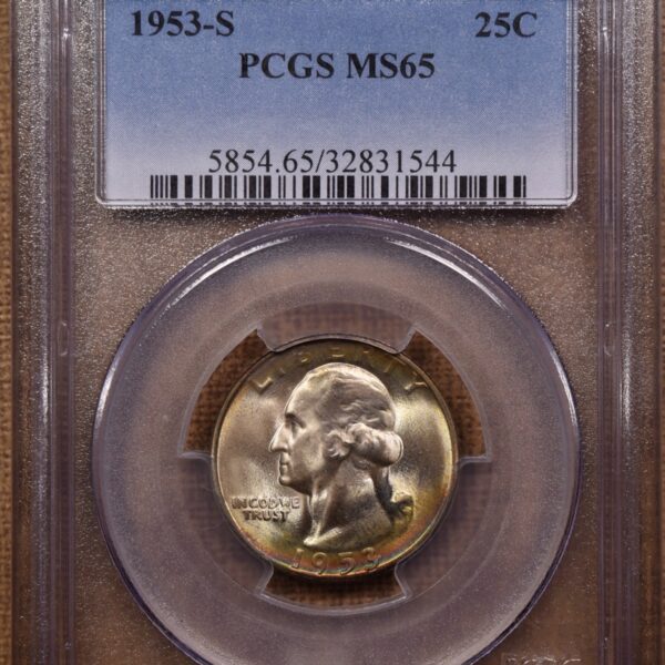 1953-S Washington Quarter PCGS MS65, great album toning - Image 3