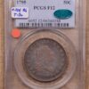 1795 O.106 T-30 R6 Flowing Hair Half Dollar PCGS F12 CAC - Image 3