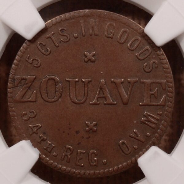 (1861-65) OH S-O5C R6 ZOUAVE SUTLER NGC AU55 BN