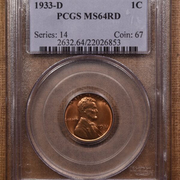 1933-D Lincoln Cent PCGS MS64 RD - Image 3