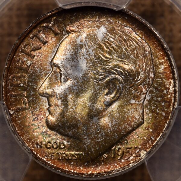 1952-S Roosevelt Dime PCGS MS67, Mint Set toning