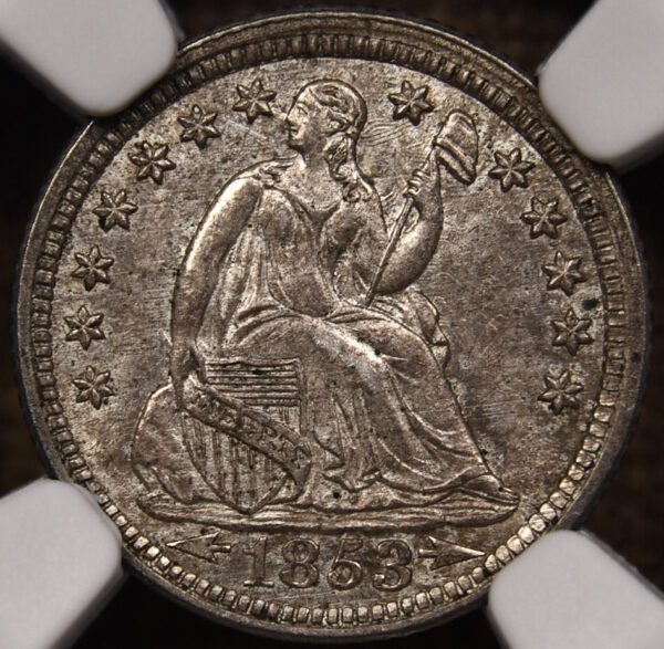 1853 Arrows Seated Half Dime NGC MS62