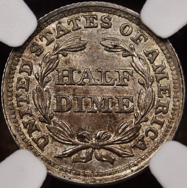 1853 Arrows Seated Half Dime NGC MS62 - Image 2