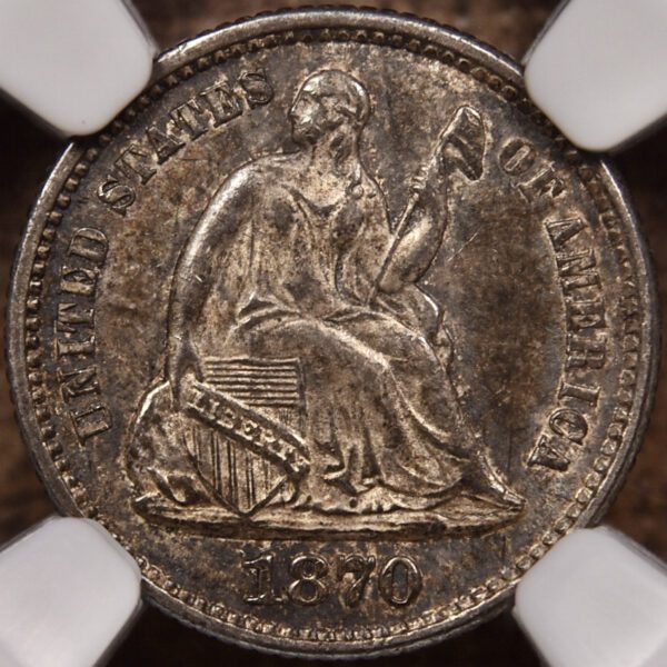 1870 Seated Half Dime NGC MS60, PQ+