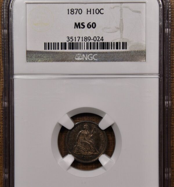 1870 Seated Half Dime NGC MS60, PQ+ - Image 3