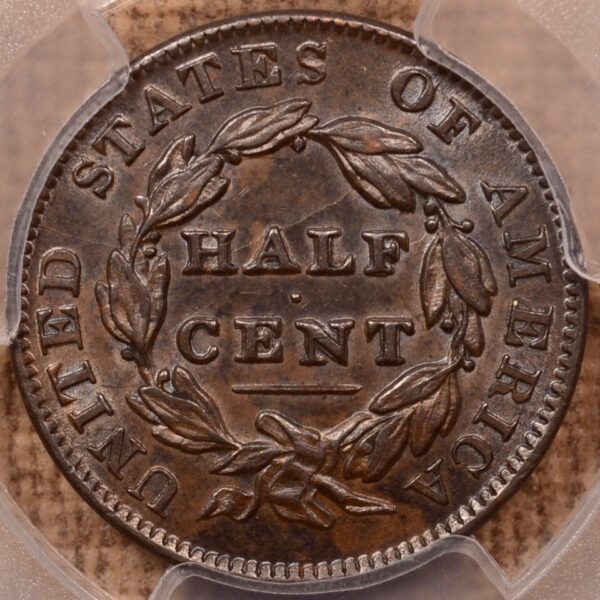 1835 Classic Head Half Cent PCGS AU58BN - Image 2