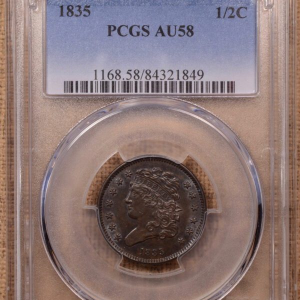 1835 Classic Head Half Cent PCGS AU58BN - Image 3