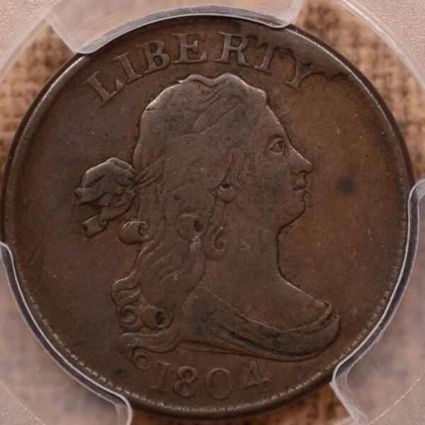 1804 C.9 Manley 4.0 Crosslet 4, Stems Draped Bust Half Cent PCGS VF30BN